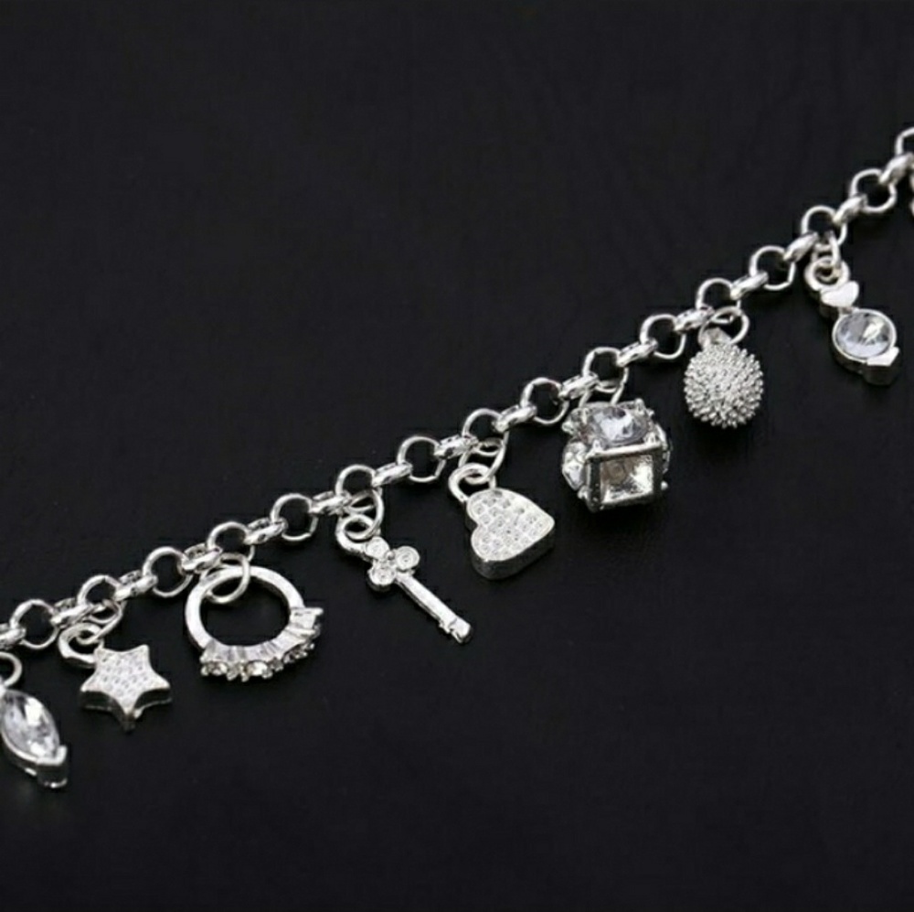 925 Sterling Silver Charm Bracelet - Picture 5 of 6